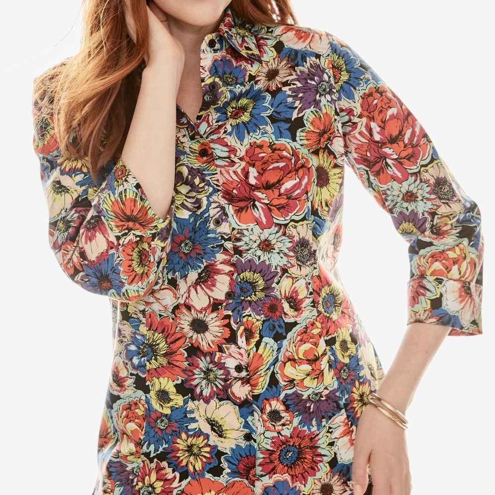 NWT 14/q6 cotton/ stretch shirt 3/4 sleeve